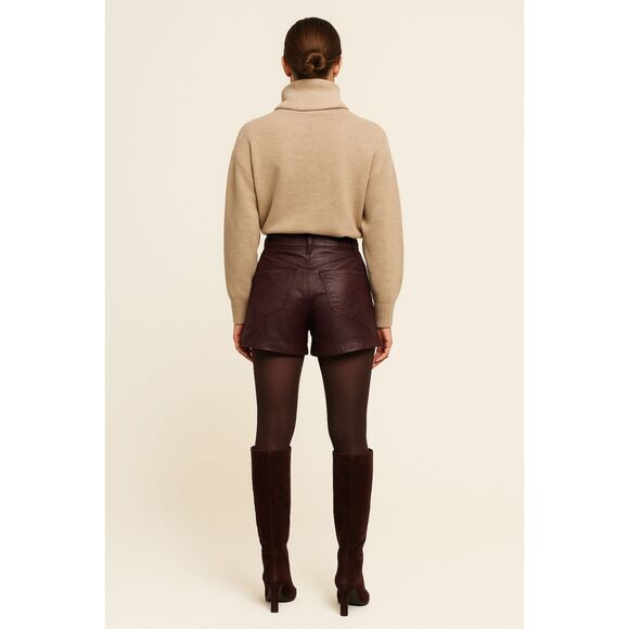 Zara | Burgundy Mom Fit High Waisted Shorts Size 4 | EUC - Picture 2 of 13